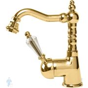Смеситель CEZARES VINTAGE-BSM2-03/24-Sw для биде, донный клапан, золото 24кар/ручка Swarovski
