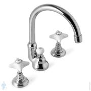 Смеситель для раковины Devon&Devon White Rose UTWR700ACR на 3 отверстия, высокий излив, хром/белый