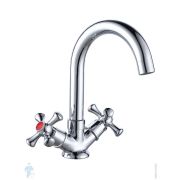 Смеситель для раковины Esko LAGUNA двухзахватный, на 1 отв.,поворотный излив,без дон/кл,хром LGN26