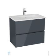 Тумба с раковиной 80 см Vitra Mia Plus Square 69741 подвесная, 2 ящика, цвет: антрацит