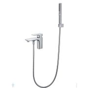Смеситель Aquatek Вега AQ1044CR на борт ванны, однозахватный, на 1 отверстие, с ручным душем, хром