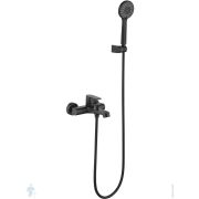 Смеситель для ванны/душа Aquatek Оберон AQ1249MB настенный, с душевым гарнитуром, черный матовый