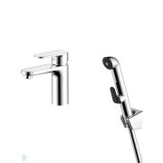 Смеситель для раковины Aquatek Ника AQ1812CR с гиг. душем, однозахватный, излив 87мм, цвет: хром