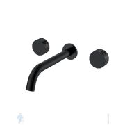 Смеситель Boheme Stick 152-2-B для раковины, встраиваемый, двухзахватный, ручки:diamond, черный