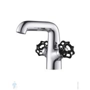 Уценка! Смеситель Zeegres Z.Modena 19093001 для раковины, двухзахватный, черные ручки (19093001+95701012*2)