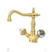 Смеситель Boheme Flora 312-FL для раковины, на 1 отверстие, двухзахватный, бронза