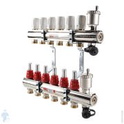 Уценка! Коллекторная группа VALTEC 4 вых., 1«х3/4» с расходомерами, латунь никел. VTc.596.EMNX.0604
